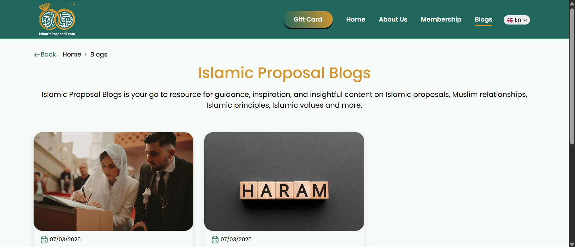 IslamicProposals.com website screenshot